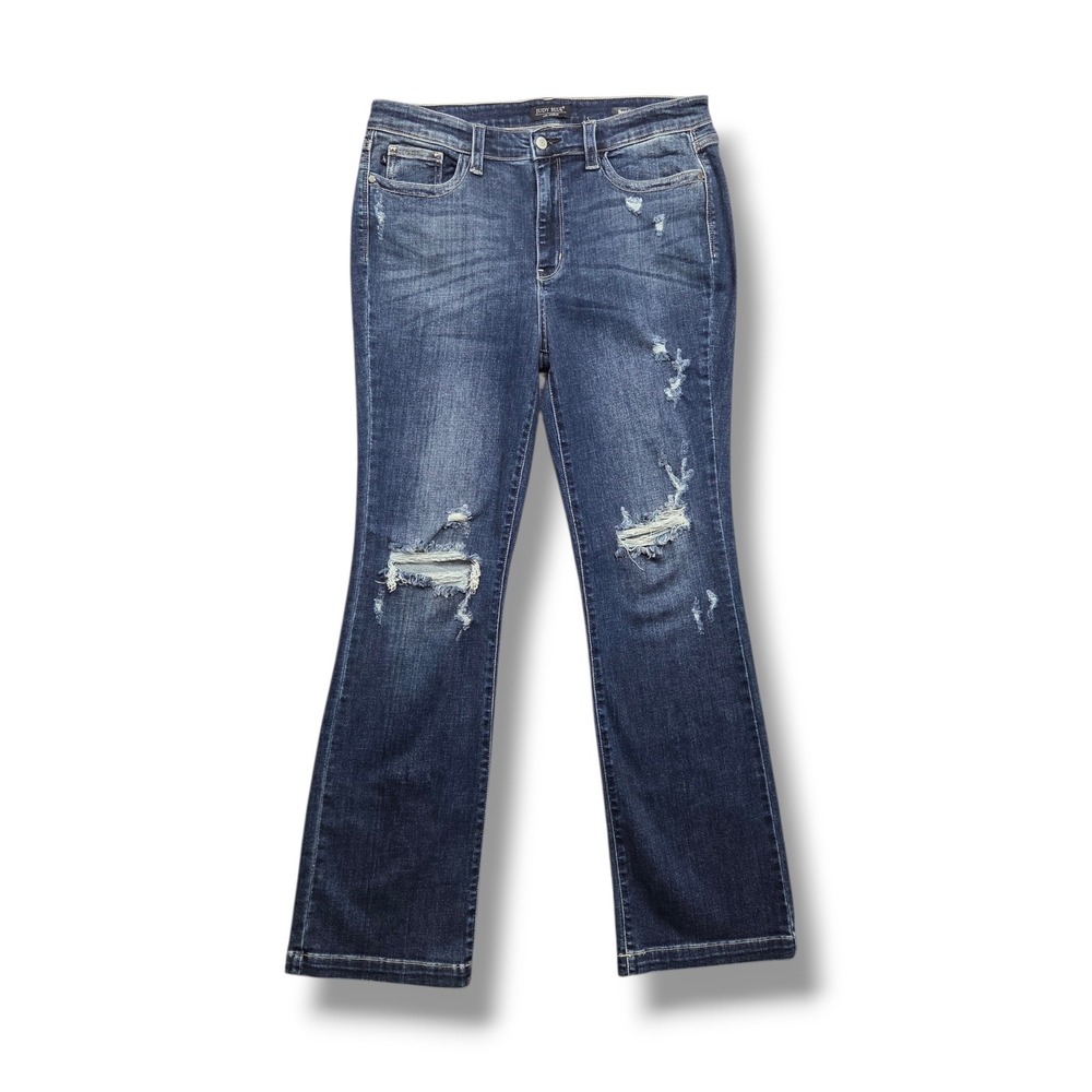 Judy Blue Bootcut Jeans Womens 32 Mid Rise Hand Sand and Destroy Distressed